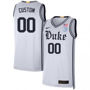 Men Custom Duke Blue Devils University #00 Team White Basketball Jersey 48710254