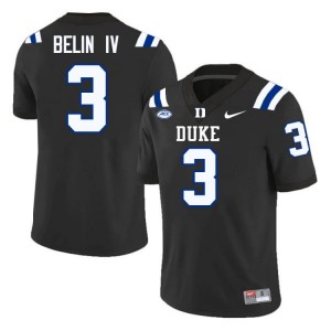 Men Henry Belin IV Duke Blue Devils University #3 Black Football Jersey 18430740