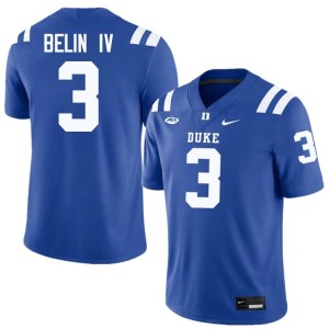 Blue Devils #3 Henry Belin IV Royal Men NCAA Premium Football Polyester Jersey 54553673