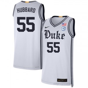 Durable Blue Devils Spencer Hubbard #55 Ultra-Soft Team White Men Basketball High School Jersey 41247401