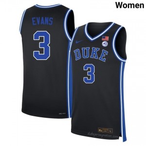 Isaiah Evans Duke #3 Black Women Genuine Sewn College Basketball Jersey 54890939