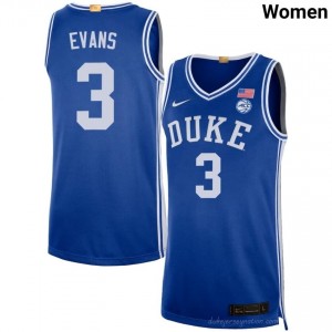Durable Duke Blue Devils Isaiah Evans #3 Ultra-Soft Royal Women Basketball High School Jersey 91089264