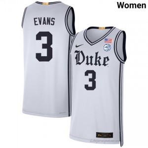 Women Isaiah Evans Duke University #3 Team White Basketball Jersey 82240498