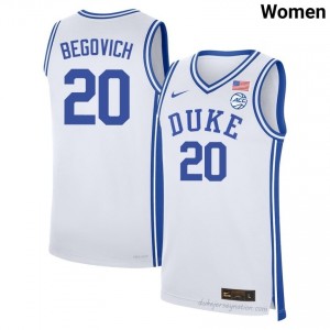 Blue Devils #20 Neal Begovich White Women NCAA Premium Basketball Polyester Jersey 29291973