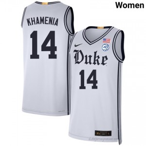 Women Nikolas Khamenia Duke University #14 Team White Basketball Jersey 40021813
