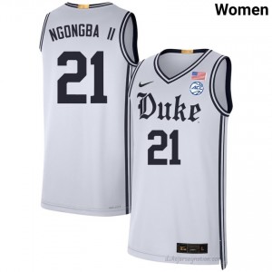 Women Patrick Ngongba II Duke University #21 Team White Basketball Jersey 42072096
