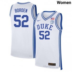 Blue Devils #52 Stanley Borden White Women NCAA Premium Basketball Polyester Jersey 93173276