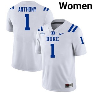 Andrel Anthony Duke #1 White Women Genuine Sewn College Football Jersey 38210994