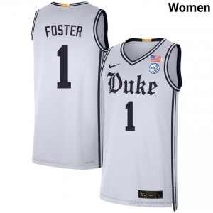 Women Caleb Foster Duke University #1 Team White Basketball Jersey 14559858