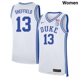 Blue Devils #13 Cameron Sheffield White Women NCAA Premium Basketball Polyester Jersey 69413575