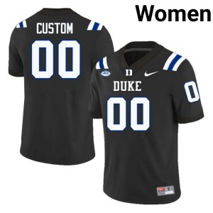 Women Custom Duke Blue Devils University #00 Black Football Jersey 63667644