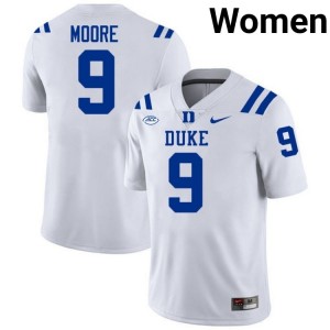 Jaquez Moore Duke #9 White Women Genuine Sewn College Football Jersey 87330478