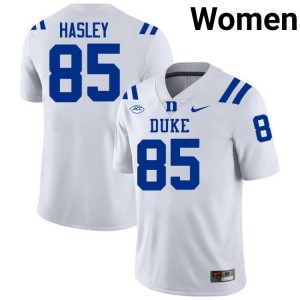 Women Jeremiah Hasley Duke University #85 White Football Jersey 19115613
