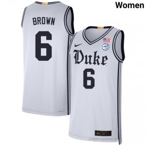 Durable Duke Blue Devils Maliq Brown #6 Ultra-Soft Team White Women Basketball High School Jersey 56769359