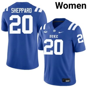 Women Nate Sheppard Blue Devils University #20 Royal Football Jersey 68993879
