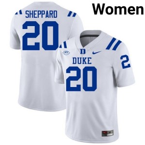 Durable Duke Nate Sheppard #20 Ultra-Soft White Women Football High School Jersey 13105899