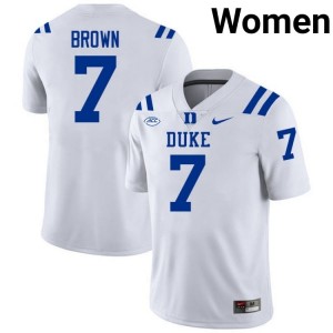 Durable Duke Que'Sean Brown #7 Ultra-Soft White Women Football High School Jersey 94240272