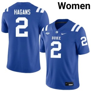 Durable Blue Devils Sahmir Hagans #2 Ultra-Soft Royal Women Football High School Jersey 78420786