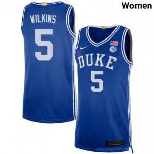 Durable Duke Blue Devils Sebastian Wilkins #5 Ultra-Soft Royal Women Basketball High School Jersey 35531420