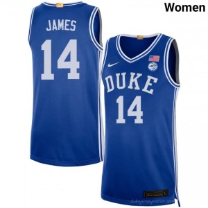 Women Sion James Duke University #14 Royal Basketball Jersey 50227585