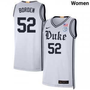 Durable Duke Blue Devils Stanley Borden #52 Ultra-Soft Team White Women Basketball High School Jersey 42591195