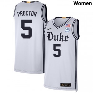 Durable Duke Blue Devils Tyrese Proctor #5 Ultra-Soft Team White Women Basketball High School Jersey 20063414