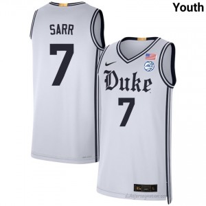 Youth Dame Sarr Blue Devils University #7 Team White Basketball Jersey 40631608