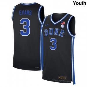 Isaiah Evans Blue Devils #3 Black Youth Genuine Sewn College Basketball Jersey 60898340