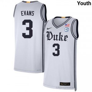 Youth Isaiah Evans Blue Devils University #3 Team White Basketball Jersey 30699631