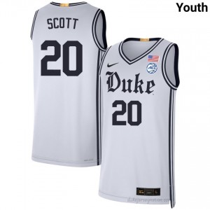 Youth Jack Scott Blue Devils University #20 Team White Basketball Jersey 70831542