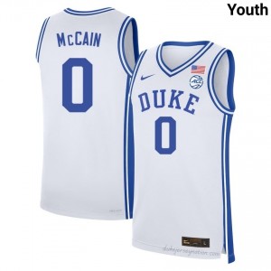 Duke Blue Devils #0 Jared McCain White Youth NCAA Premium Basketball Polyester Jersey 18291022