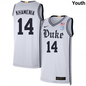 Youth Nikolas Khamenia Blue Devils University #14 Team White Basketball Jersey 25971256