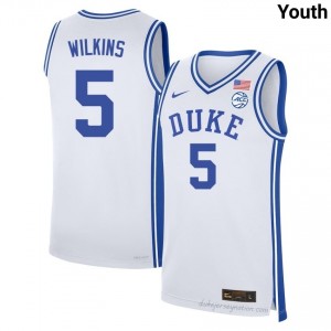 Duke Blue Devils #5 Sebastian Wilkins White Youth NCAA Premium Basketball Polyester Jersey 97663280