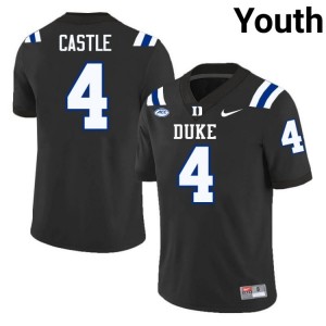 Youth Anderson Castle Duke Blue Devils University #4 Black Football Jersey 21612835