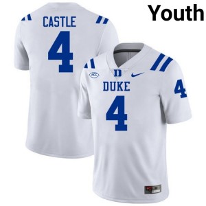 Anderson Castle Duke #4 White Youth Genuine Sewn College Football Jersey 99290089