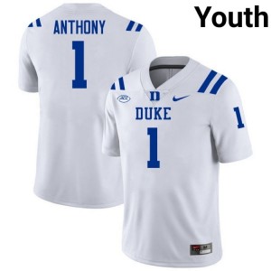Youth Andrel Anthony Duke University #1 White Football Jersey 12184863
