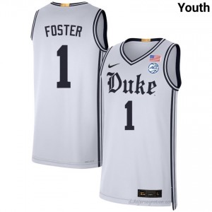 Youth Caleb Foster Blue Devils University #1 Team White Basketball Jersey 16370812