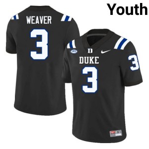 Caleb Weaver Duke Blue Devils #3 Black Youth Genuine Sewn College Football Jersey 22261724