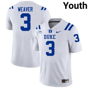 Duke #3 Caleb Weaver White Youth NCAA Premium Football Polyester Jersey 94263187