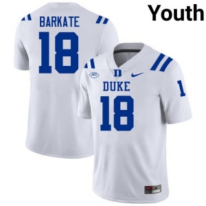 Durable Duke Cooper Barkate #18 Ultra-Soft White Youth Football High School Jersey 97403921