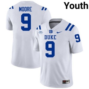 Youth Jaquez Moore Duke University #9 White Football Jersey 24930187