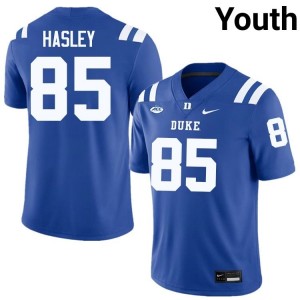 Youth Jeremiah Hasley Blue Devils University #85 Royal Football Jersey 35458643