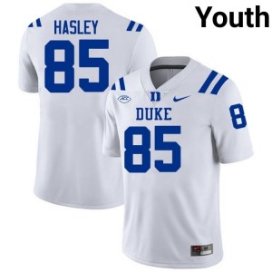 Durable Duke Jeremiah Hasley #85 Ultra-Soft White Youth Football High School Jersey 19826762