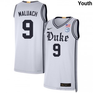 Durable Duke Khaman Maluach #9 Ultra-Soft Team White Youth Basketball High School Jersey 13966454