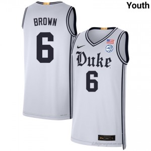 Durable Duke Maliq Brown #6 Ultra-Soft Team White Youth Basketball High School Jersey 78438430