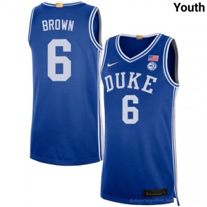 Youth Maliq Brown Blue Devils University #6 Royal Basketball Jersey 25918308