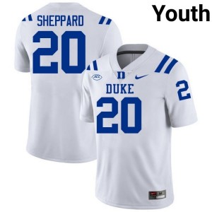 Duke #20 Nate Sheppard White Youth NCAA Premium Football Polyester Jersey 42180552