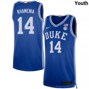 Durable Duke Nikolas Khamenia #14 Ultra-Soft Royal Youth Basketball High School Jersey 19136245