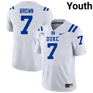 Duke #7 Que'Sean Brown White Youth NCAA Premium Football Polyester Jersey 10974005