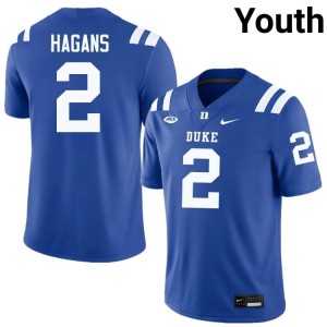 Sahmir Hagans Duke #2 White Youth Genuine Sewn College Football Jersey 62019081